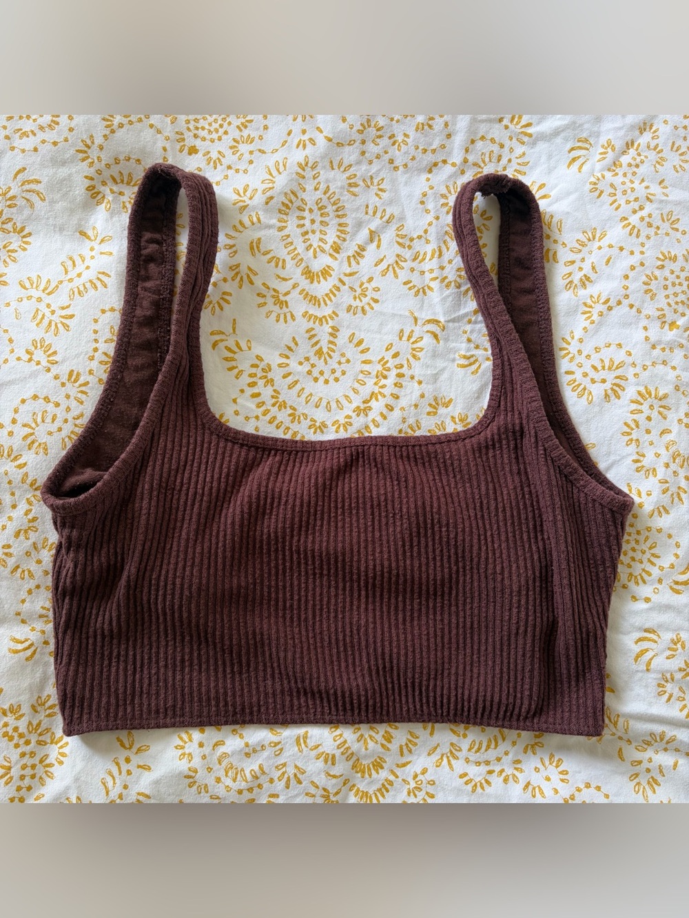 Abercrombie & Fitch Ribbed Crop Tank in Mauve Brown